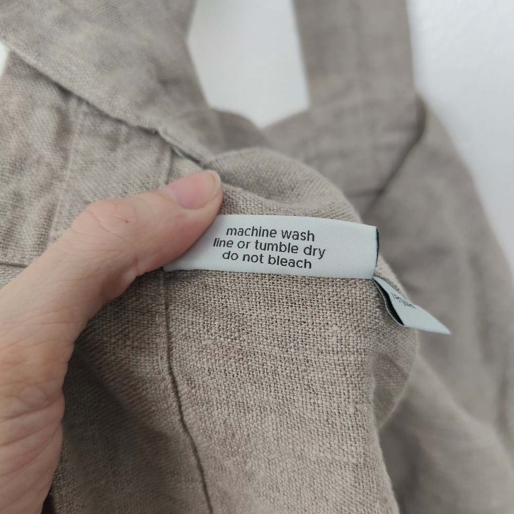 Rough Linen Unisex Pinafore Apron Regular Beige 100% Linen Pockets Cottagecore - Picture 7 of 9